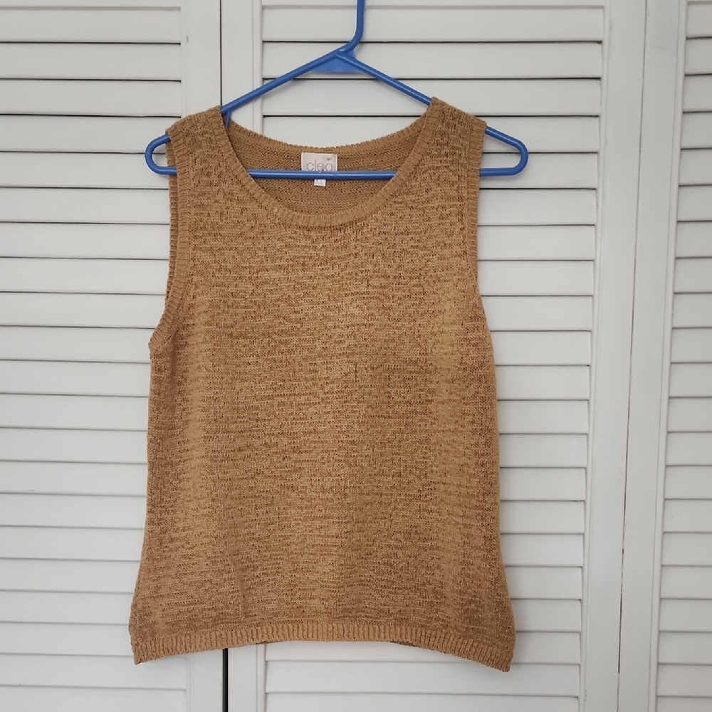 Cleo Tan Sleeveless Knit Top